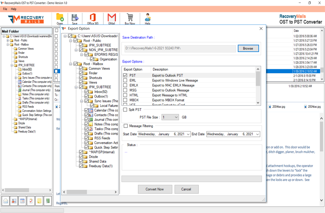 OST to PST Converter Step 4